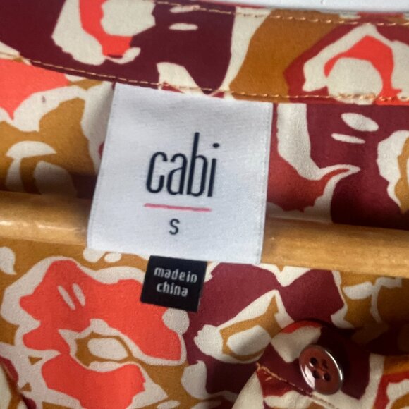 Cabi Brown Floral Brown Long Sleeve Mini Dress Small - Picture 3 of 5